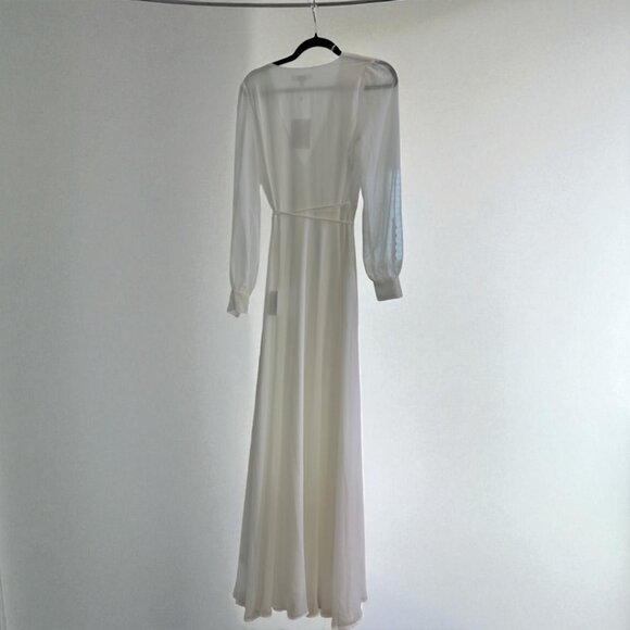 Lulus My Whole Heart White Long Sleeve Wrap Dress Size Small - Picture 11 of 11